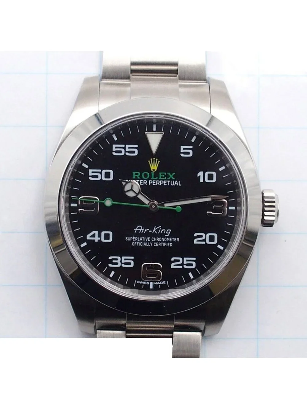 Rolex Air King Black Stainless Steel Oyster Bracelet Watch Automatic